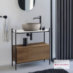 Έπιπλο μπάνιου Laila 2703-NROP με ράφι 2716 με συρτάρι 2712-89 χωρίς νιπτήρα, Scarabeo - Image 2