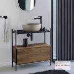 Έπιπλο μπάνιου Laila 2703-NROP με ράφι 2716-49 με συρτάρι 2712-89 χωρίς νιπτήρα, Scarabeo - Image 2