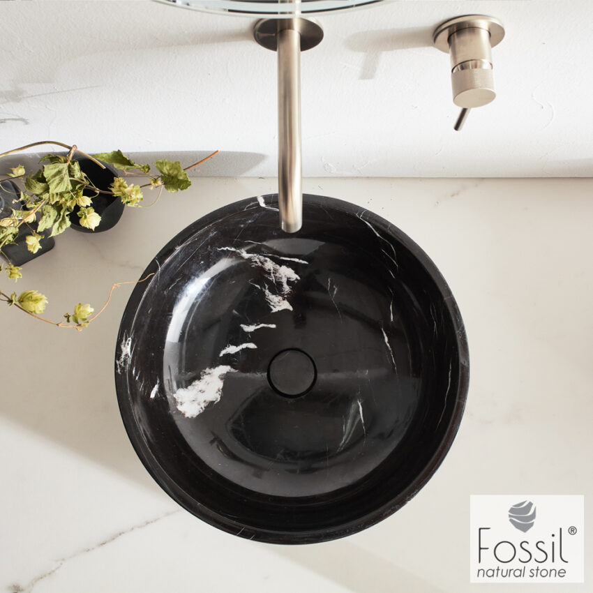 Νιπτήρας Μαρμάρινος Molo Φ45 h.14 Fossil Marquina Nero - Image 2