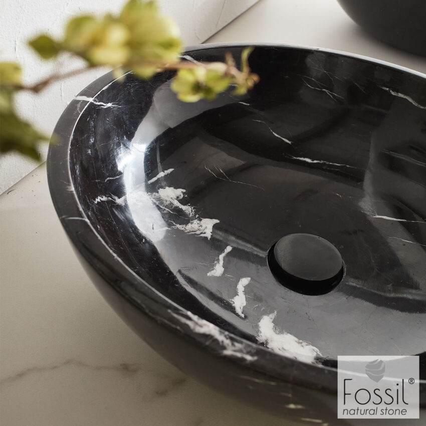 Νιπτήρας Μαρμάρινος Molo Φ45 h.14 Fossil Marquina Nero - Image 4