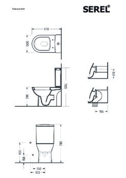 Λεκάνη Χαμηλής Πίεσης VELA Rimless με ενσωματωμένο Μπιντέ και κάλυμμα Slim Soft Close 9001SC, Serel White - Image 2