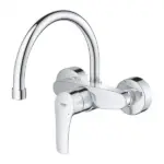 EUROSMART GROHE Επίτοιχη μπαταρία νεροχύτη μονού μοχλού 1/2″ Χρωμέ 32482003 - Image 4